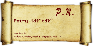 Petry Máté névjegykártya